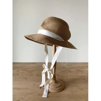 mature ha. boxd hat brim garden ribbon(7cm)natural