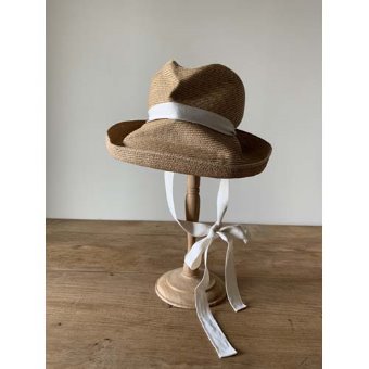 mature ha. boxd hat brim garden ribbon(11cm)natural