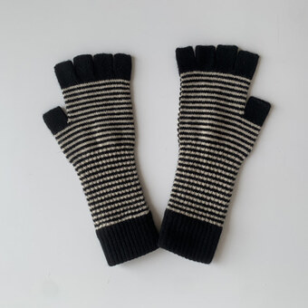 Fine Stripe Fingerless Gloves